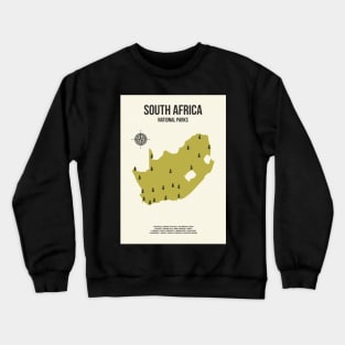 South Africa All National Parks on a Map Travel Poster Crewneck Sweatshirt